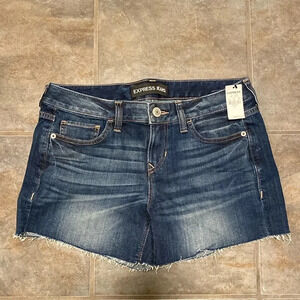 Express Jeans‎ Womens Dark Wash Raw Hem Denim Cutoff Shorts Size 4 ID 13328